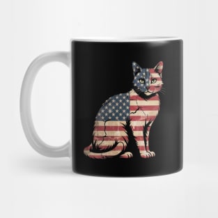 Patriotic Cat 4th of July American Flag Mug